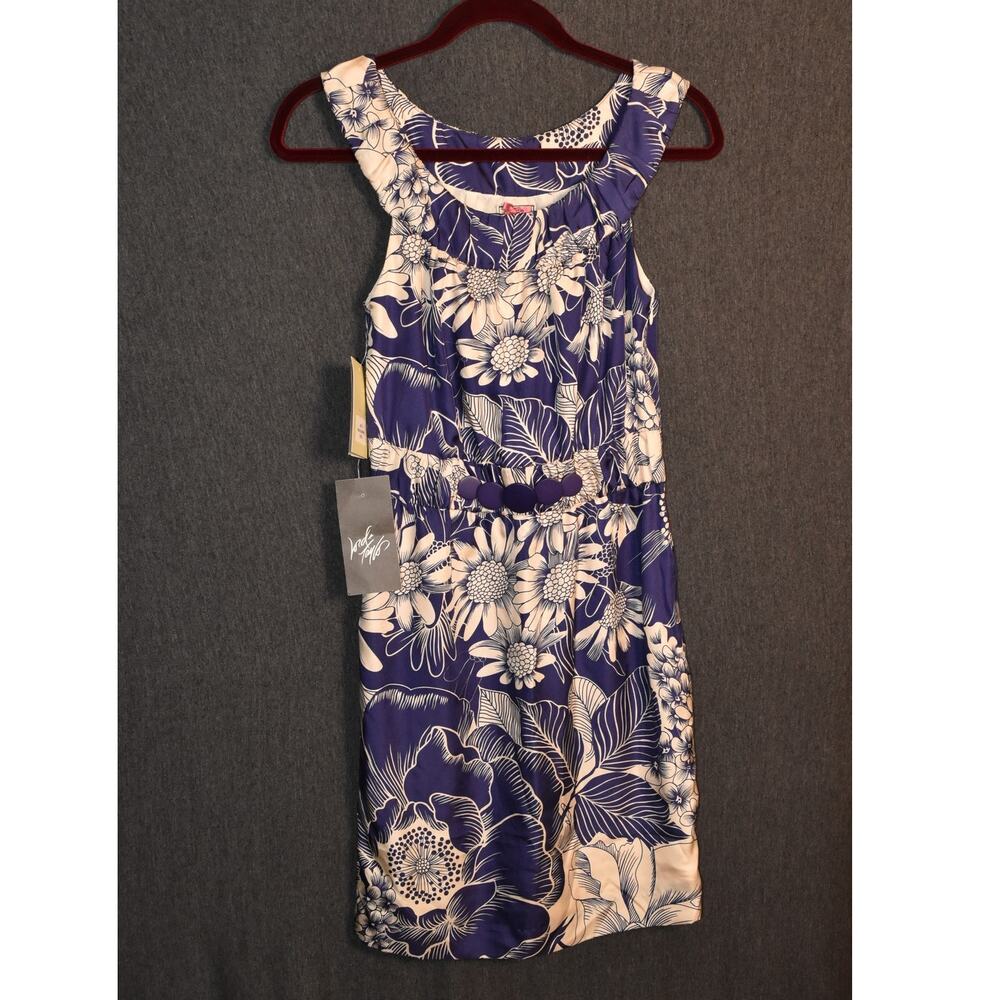 NEW Yoana Baraschi Women's 0 100% Silk Blue Floral Print Dress Anthropologie NWT